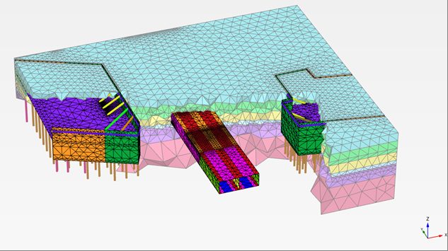 3D finite element model of an underground station box