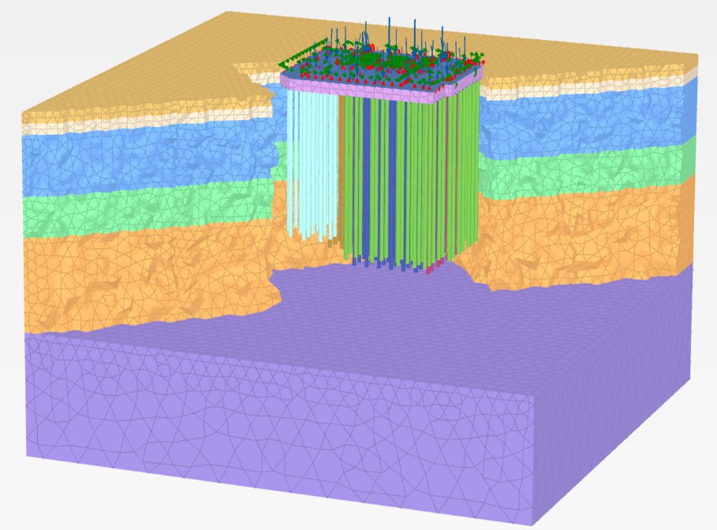 3D model of a station box above tunnels